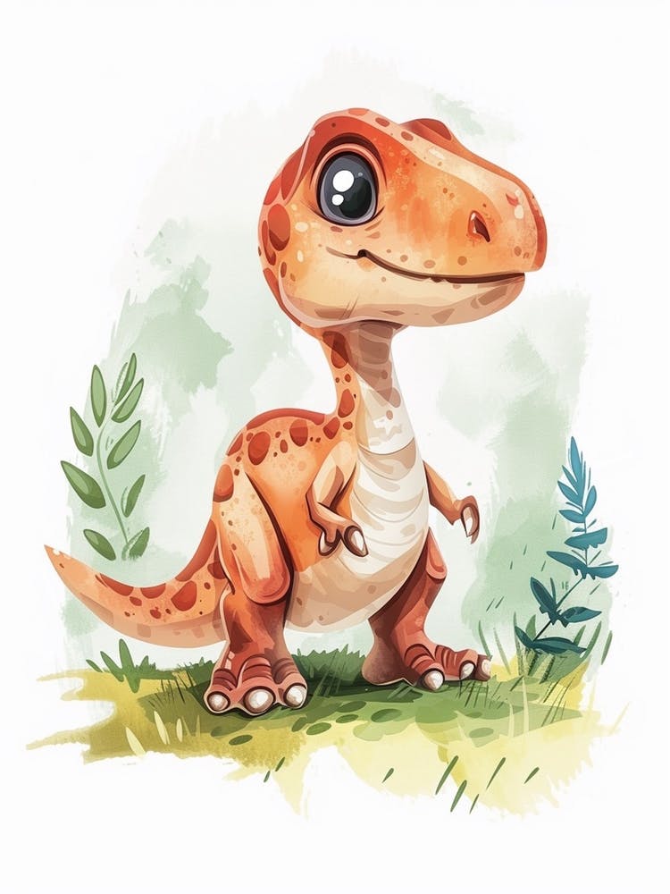 Cute Cartoon Dinosaur Watercolour 2