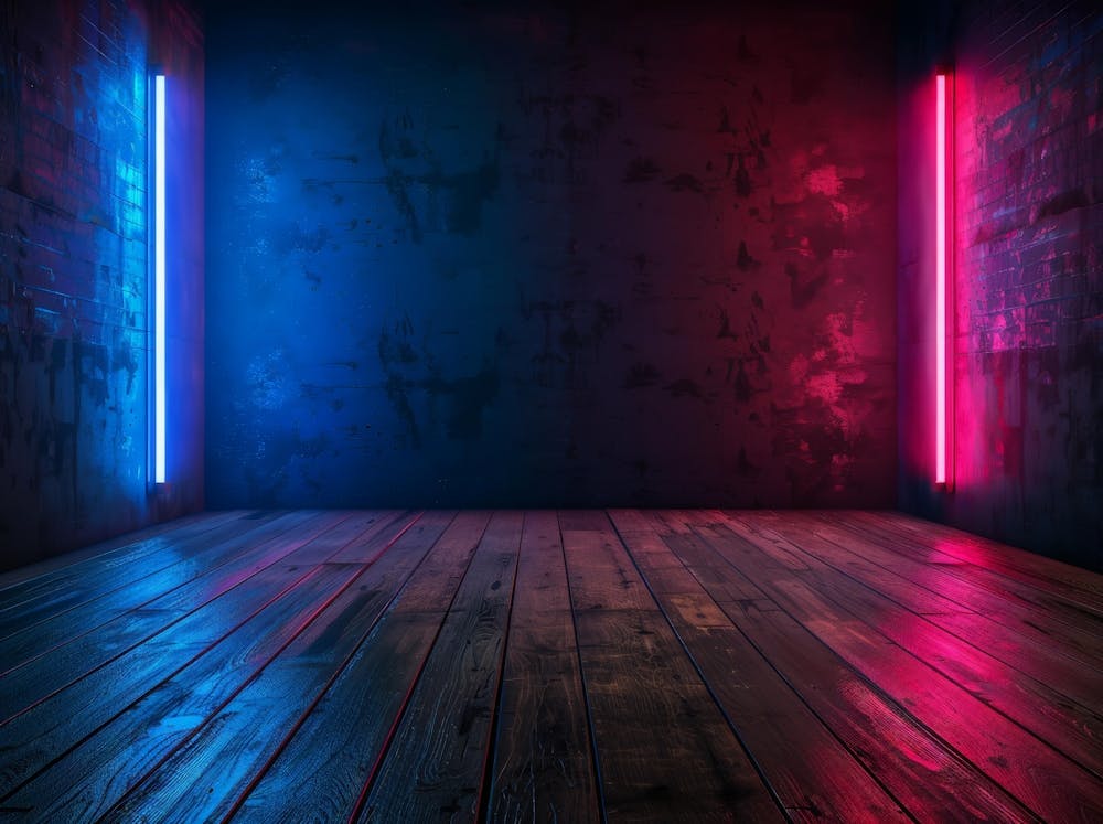 Dark Room With Neon Lights