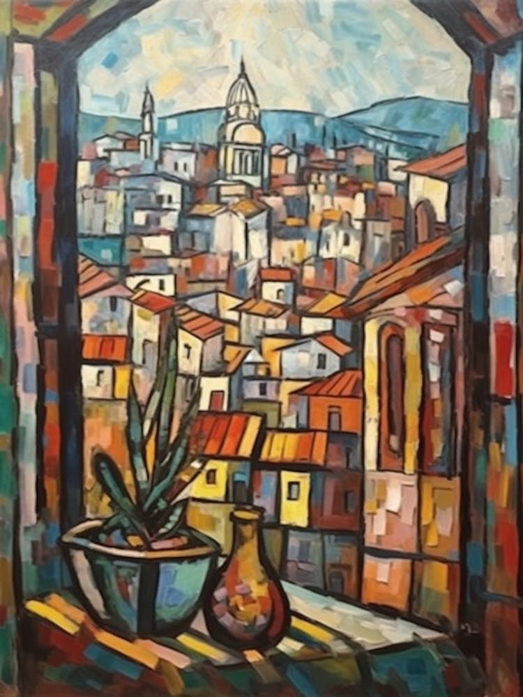 Window View Of Rome Of In The Style Of Cubism 3