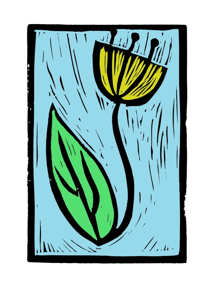 Yellow Poppy Lino Print