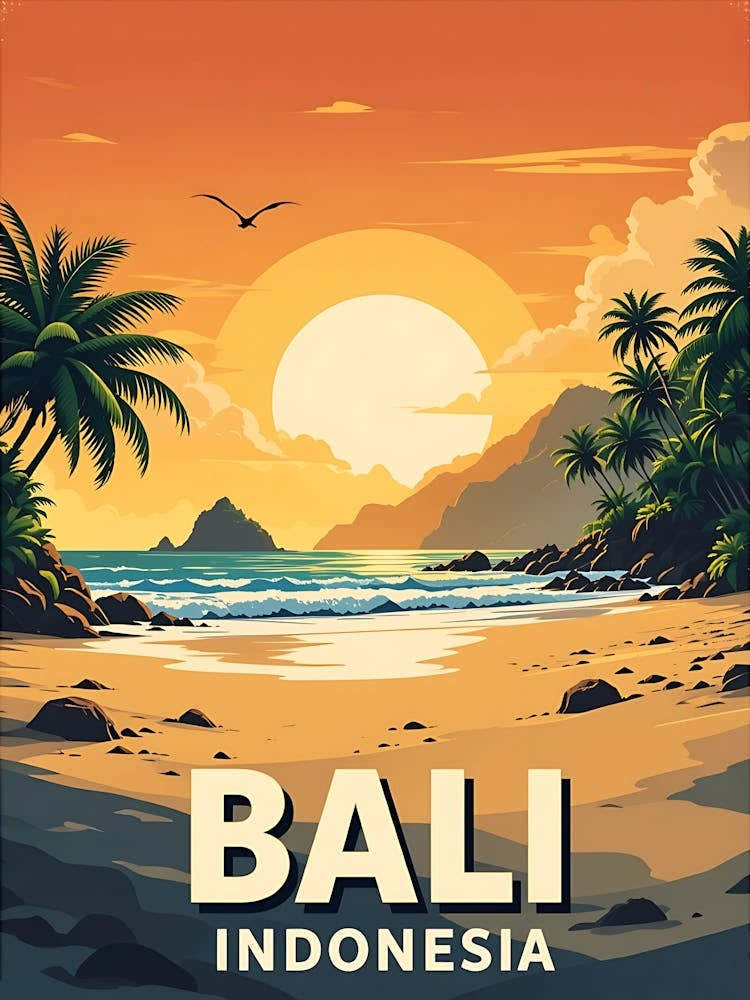 Bali Indonesia Vintage Travel Poster 3