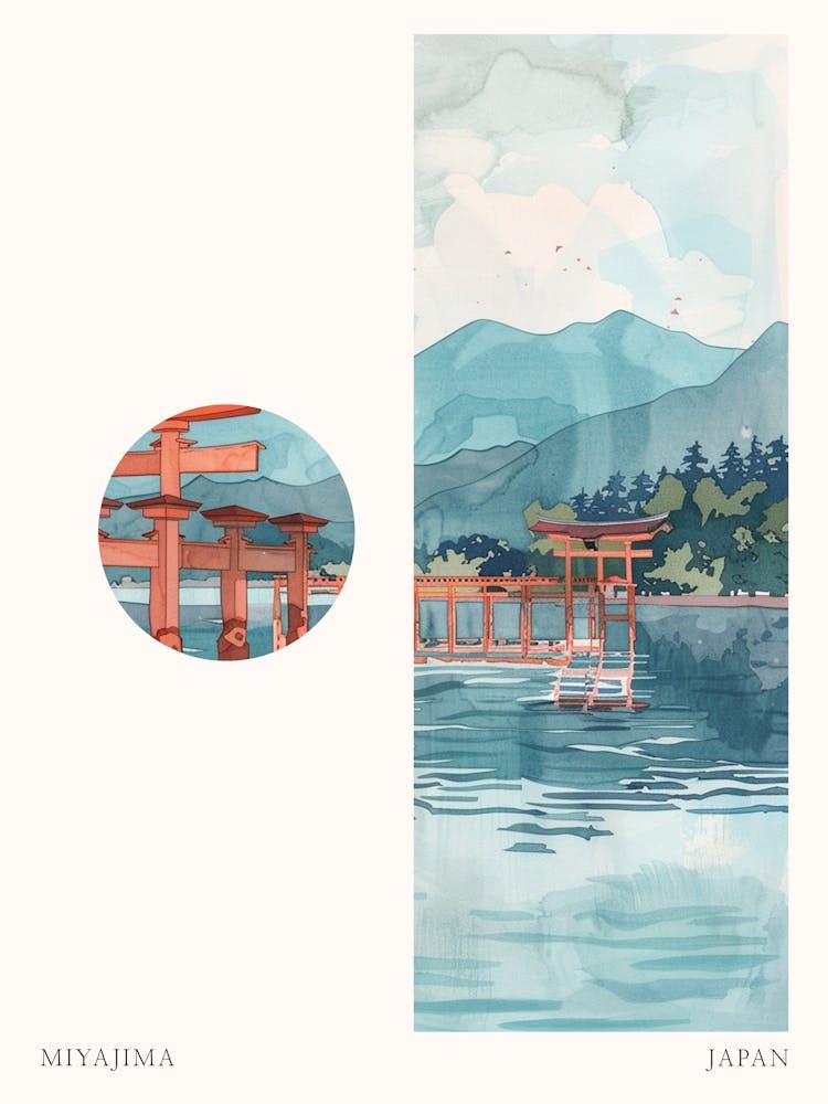 Miyajima Japan 4 Cut Out Travel Poster