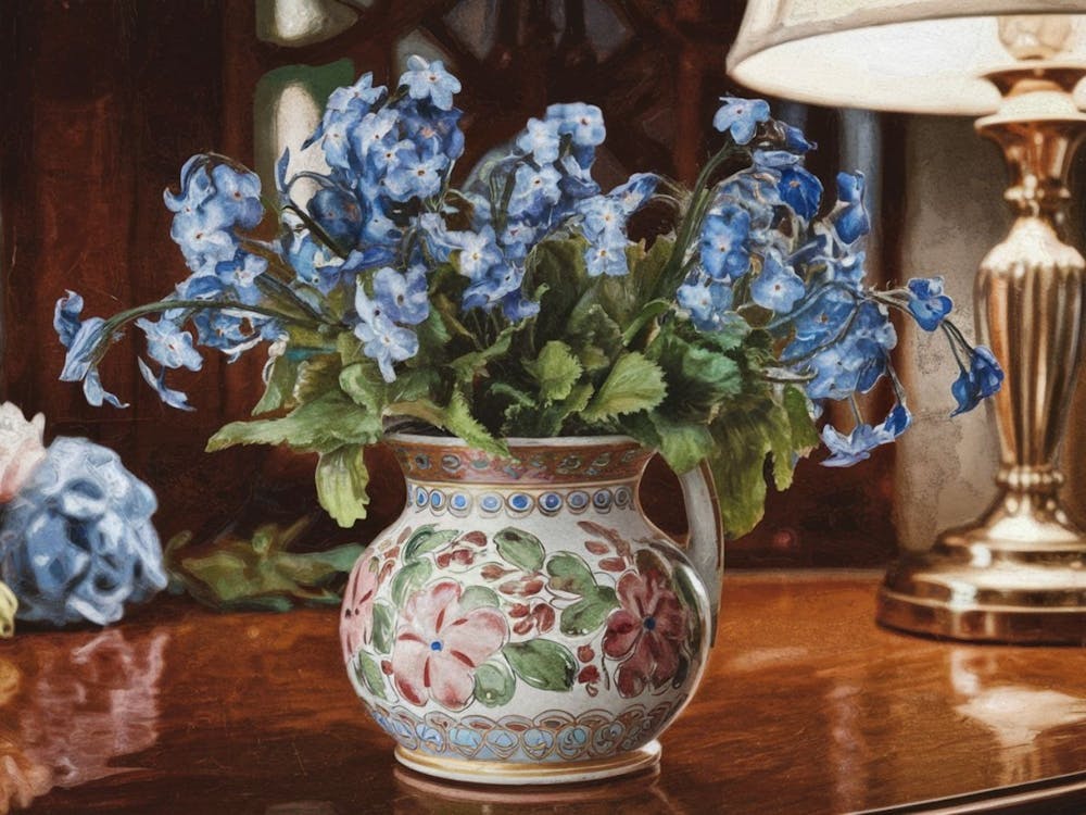 Blue Flowers In A Vase 1