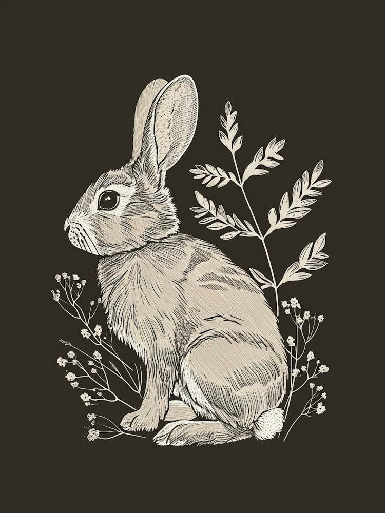 Tan Rabbit Minimalist Illustration 3