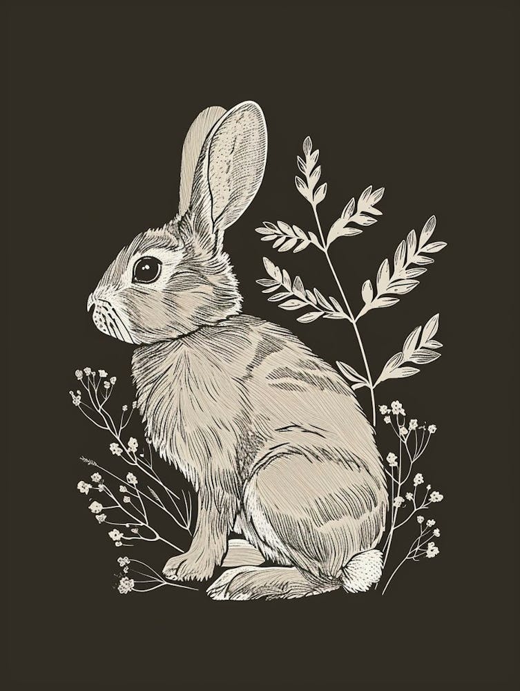 Tan Rabbit Minimalist Illustration 3