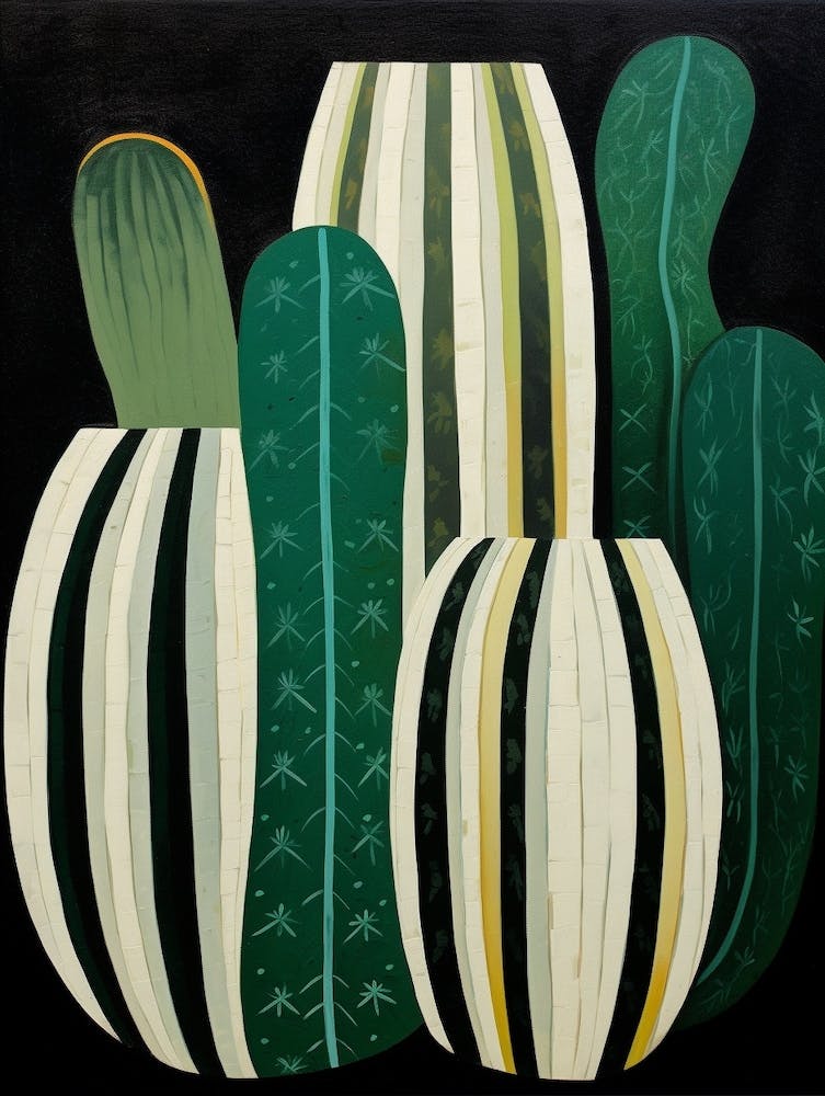Modern Abstract Cactus Painting Zebra Cactus 2