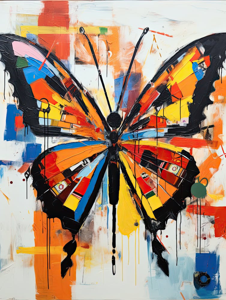 Butterfly yellow in Basquiat's Style