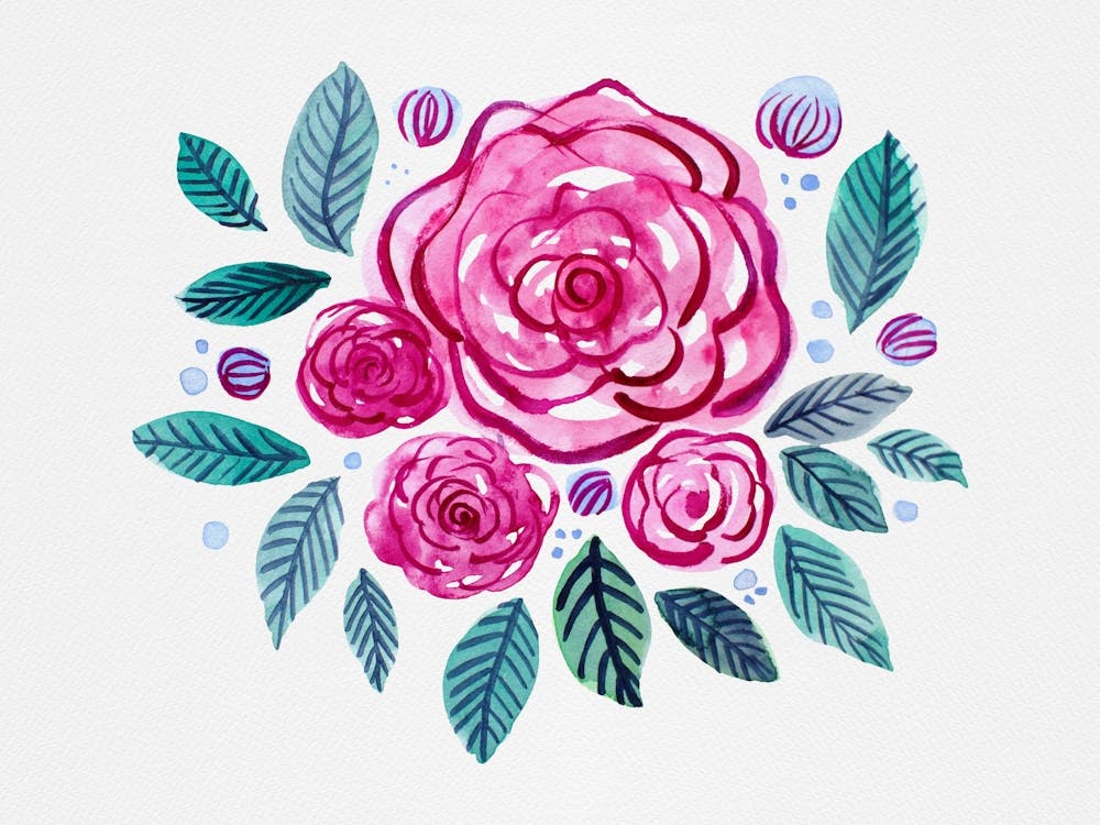 Watercolor Rose Bouquet