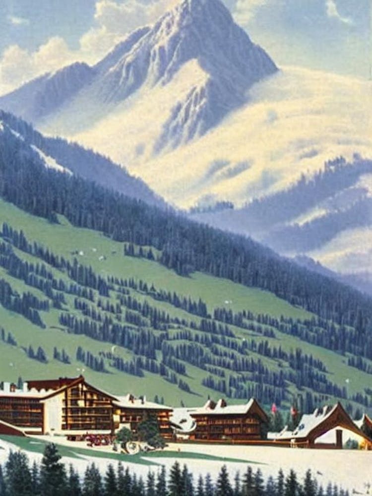 Skiwelt Wilder Kaiser Brixental, Austria Ski Resort Vintage Landscape 1 Skiing Poster