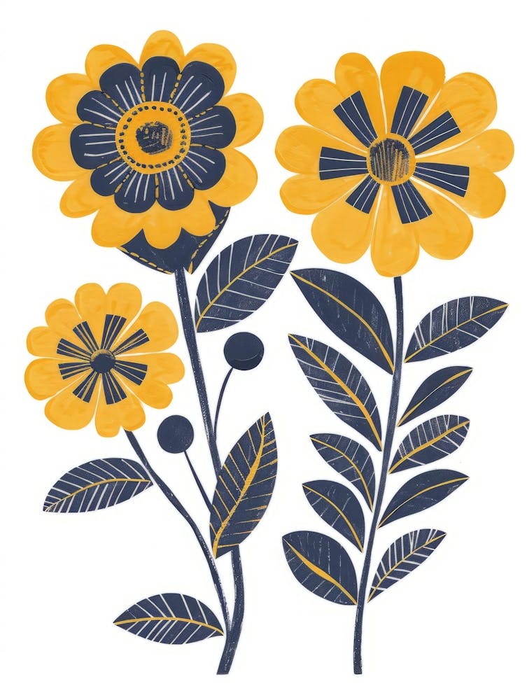 Yellow And Blue Flowers 3