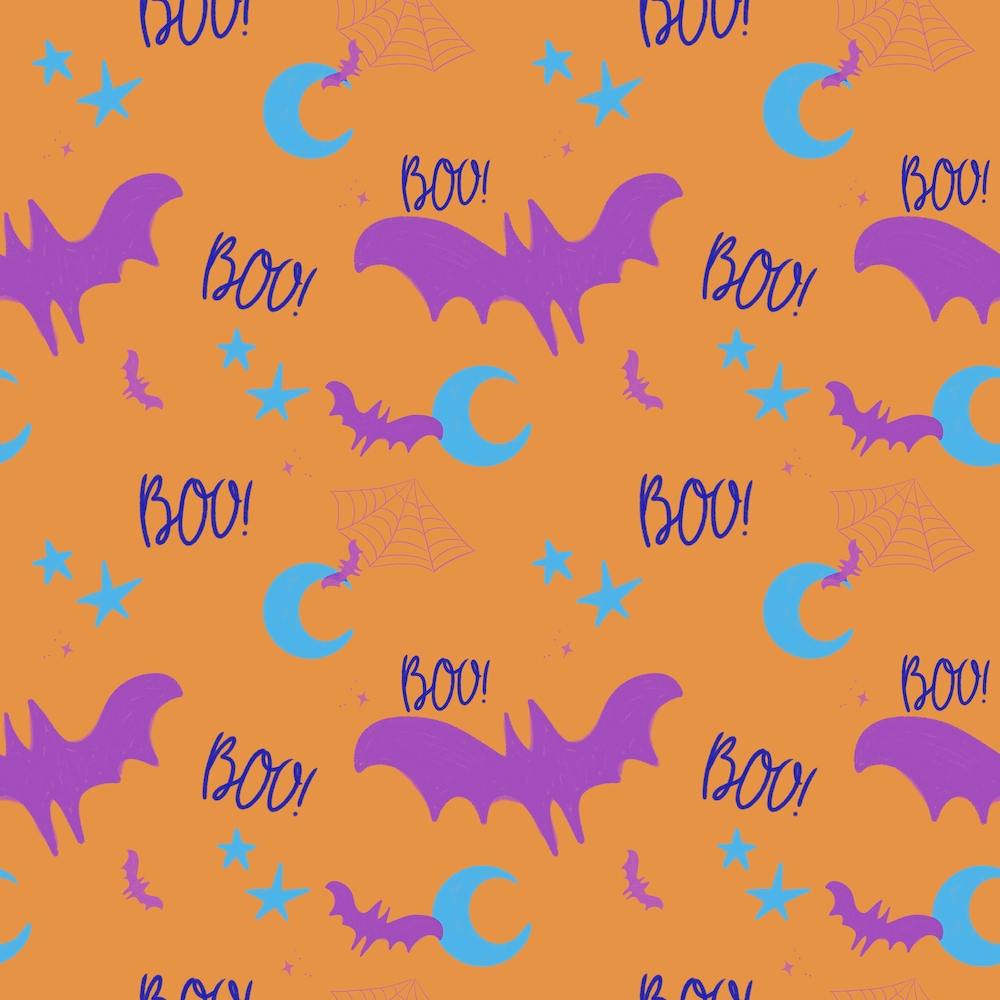 Purple And Blue Batty Boo On Creame