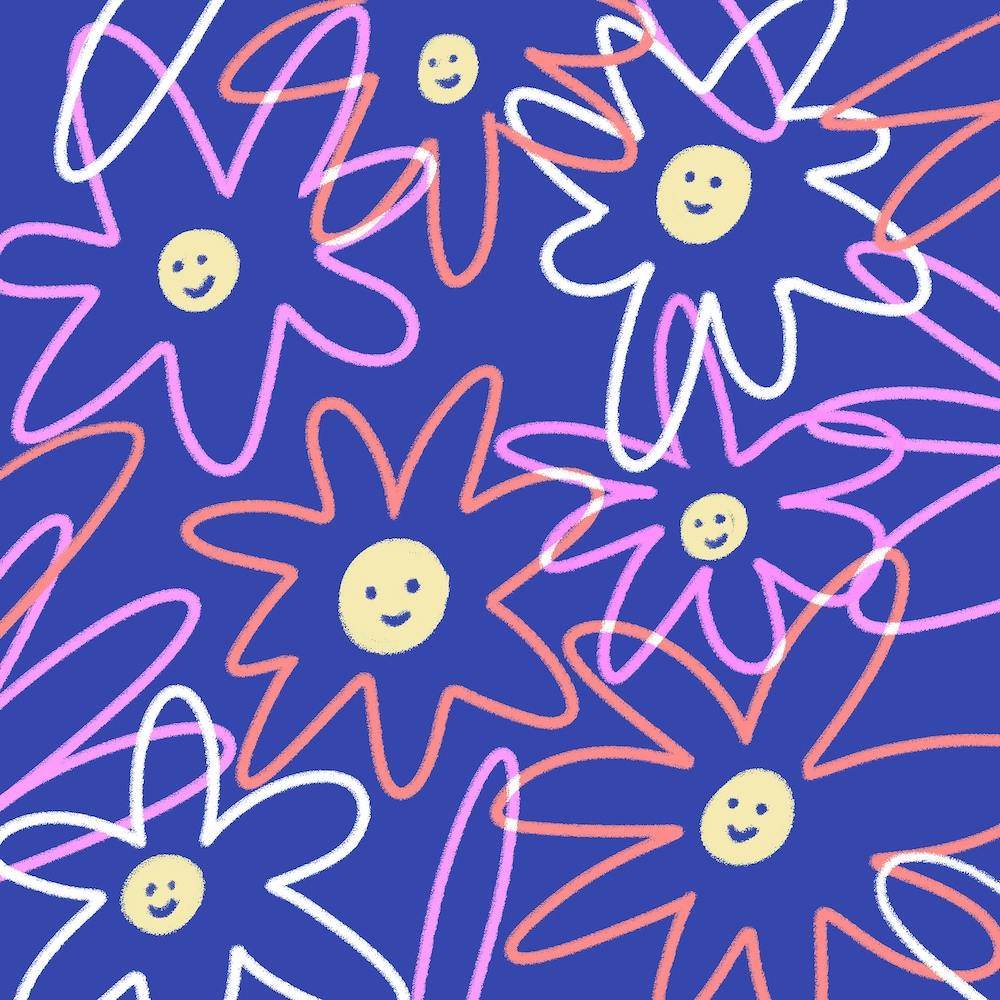 Smiley Flowers Square