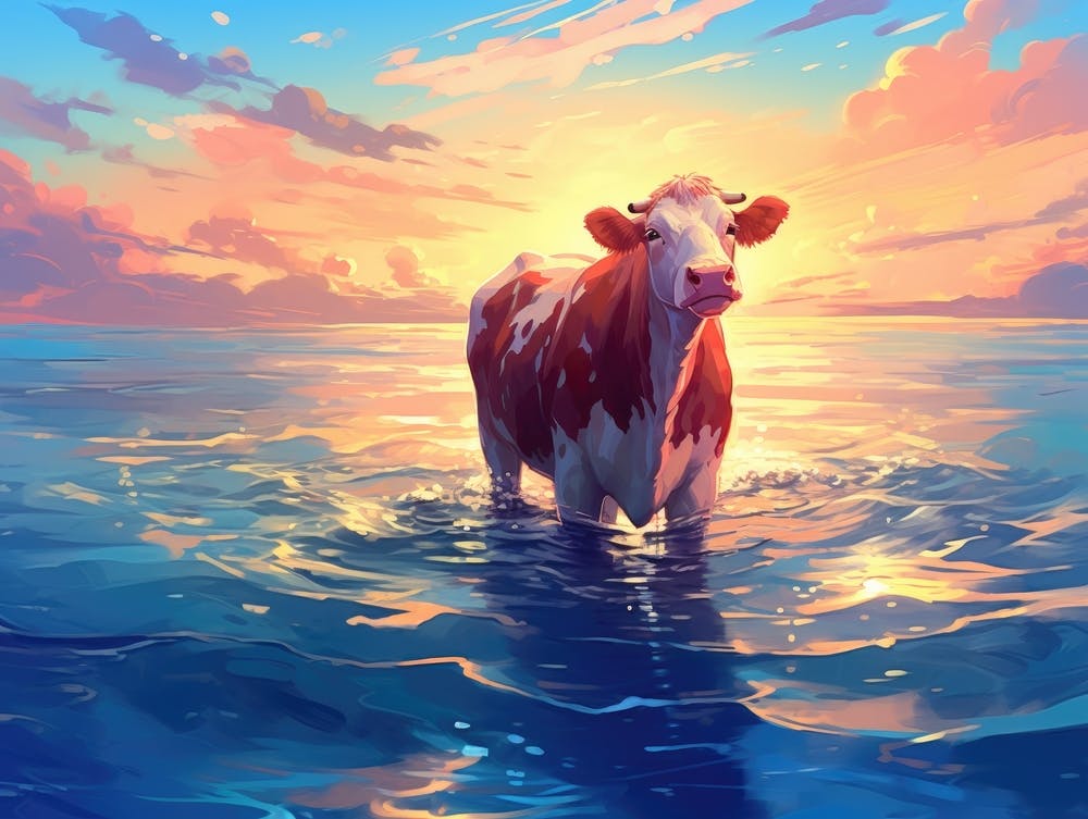 Cow In The Ocean