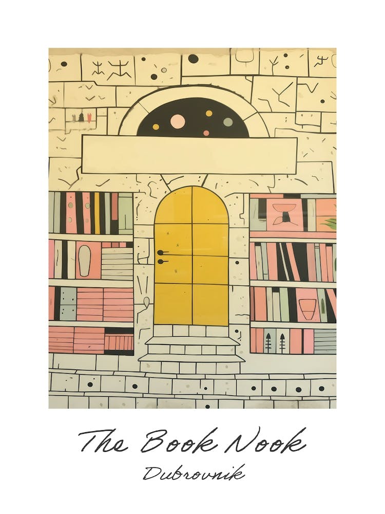 Dubrovnik The Book Nook Pastel Colours 1 Poster