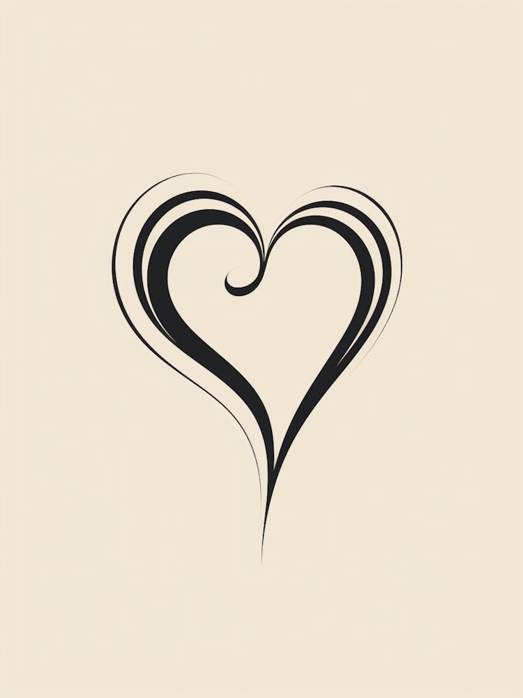 Black & White Swirly Line Heart 3