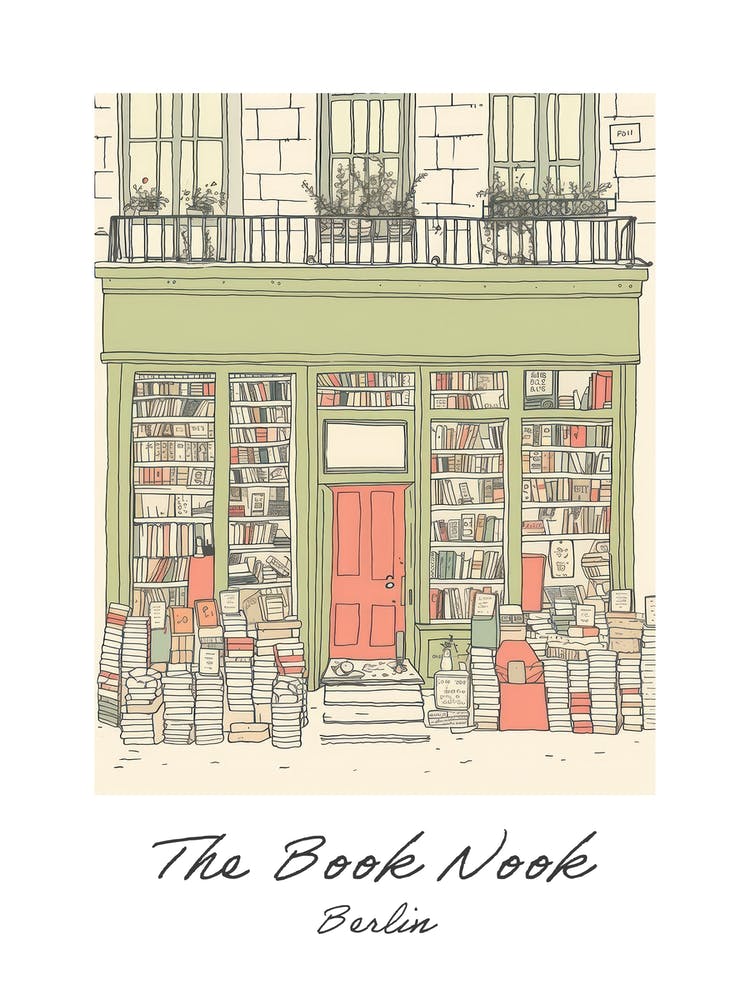 Berlin The Book Nook Pastel Colours 1 Poster