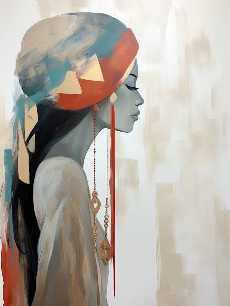 'Indian Woman', Boho Art Style