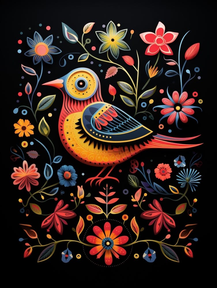 Folk Bird Illustration Sparrow 2