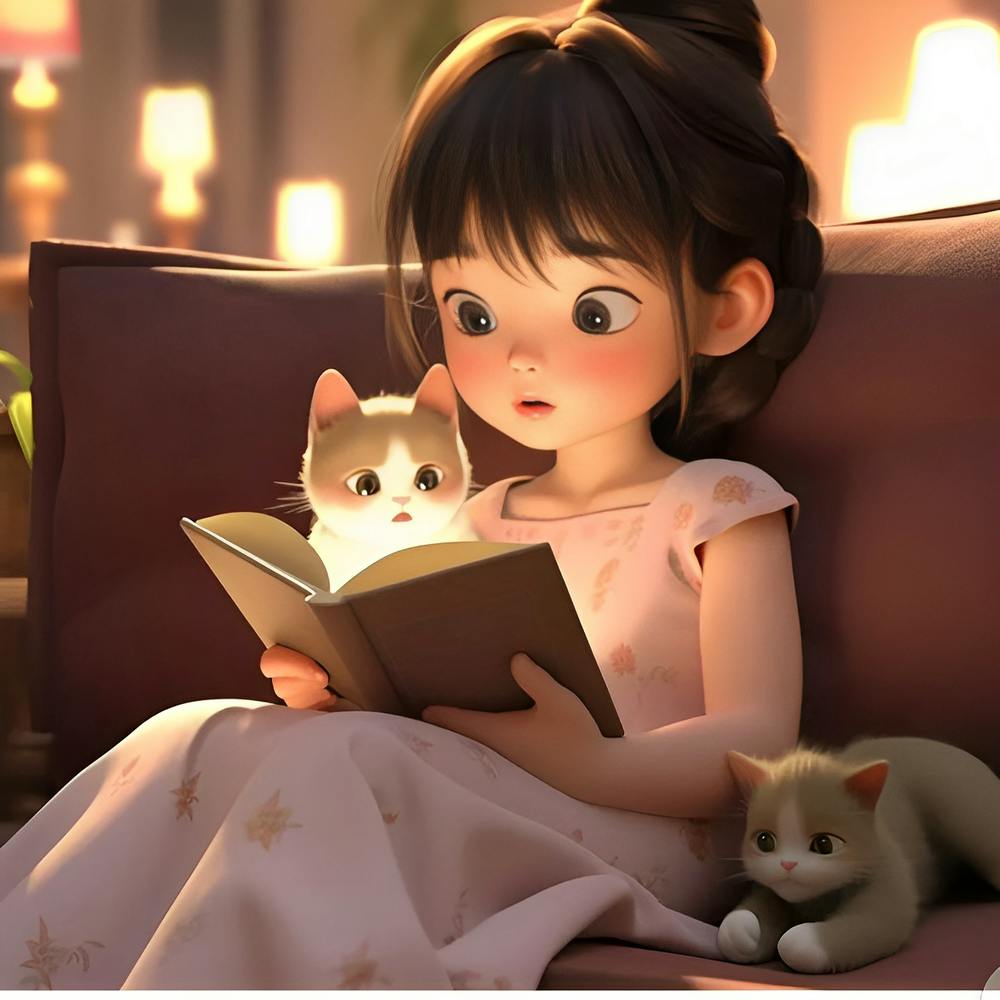 Little Girl Reading A Book