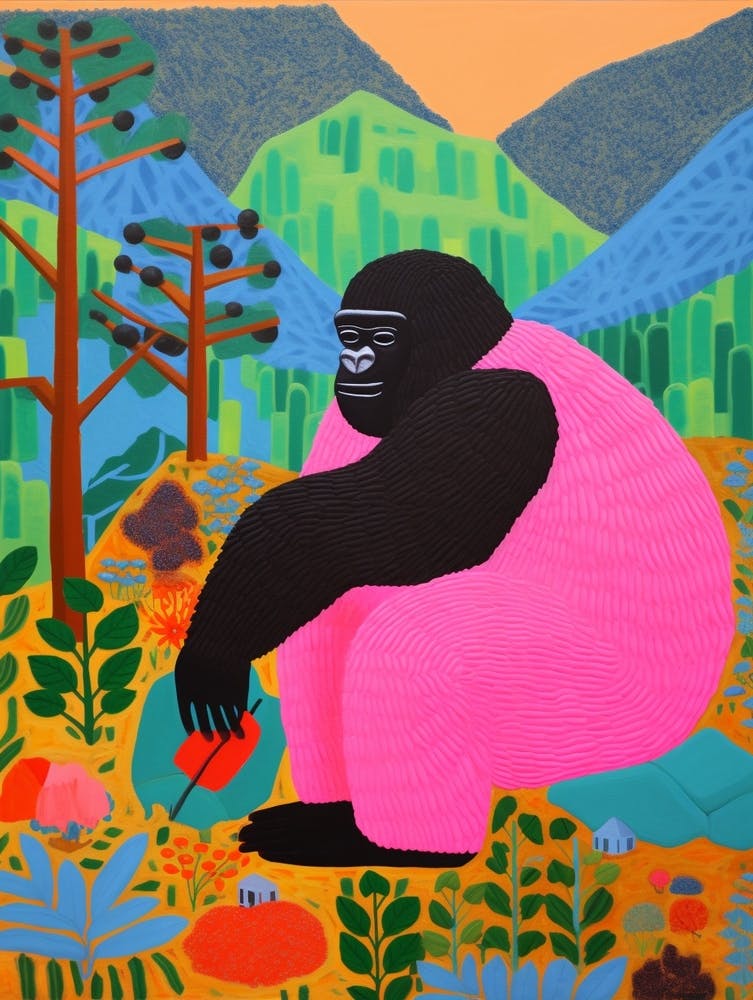 Maximalist Animal Painting Mountain Gorilla 3