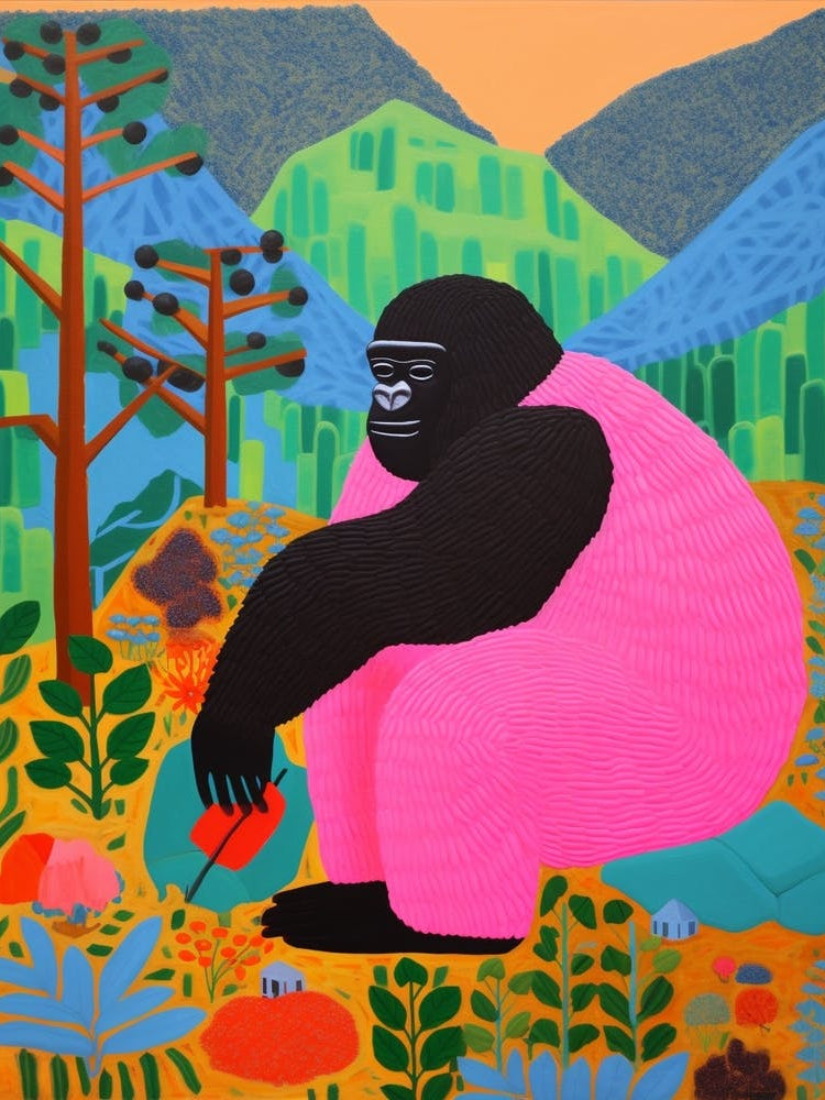 Maximalist Animal Painting Mountain Gorilla 3