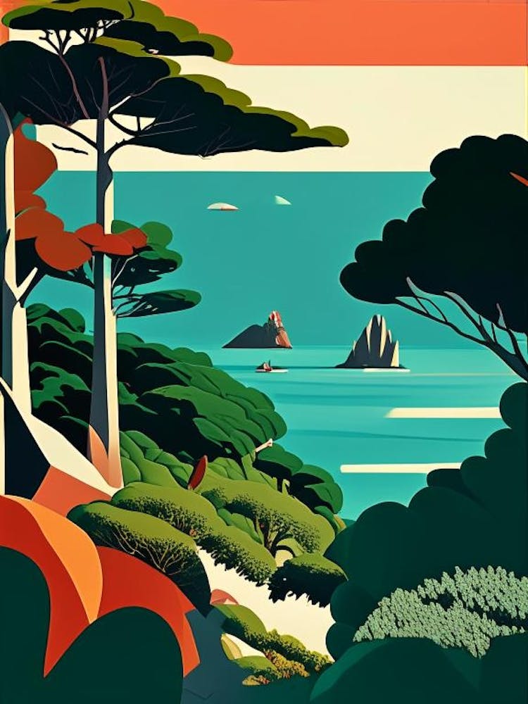 Atlantic Islands Of Galicia National Park Spain Retro