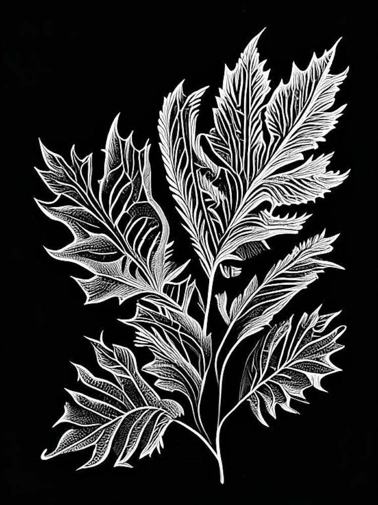 Pennyroyal Leaf Linocut 3