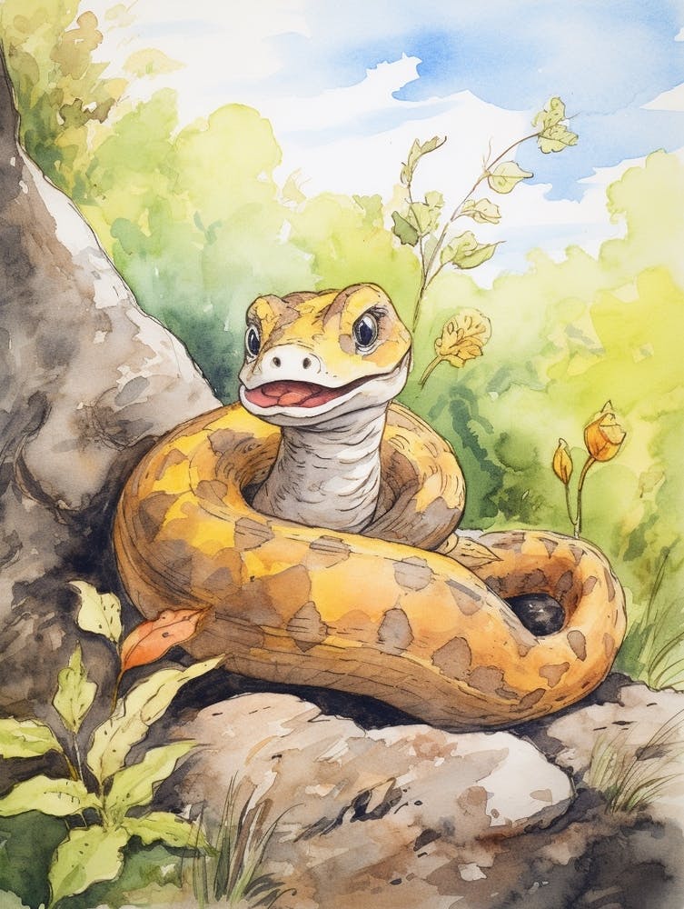 Storybook Animal Watercolour Snake