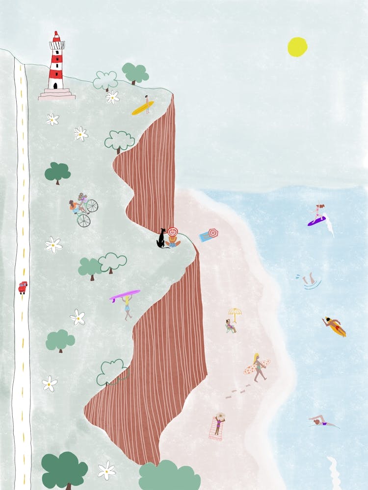 Cliff, lighthouse And Beach