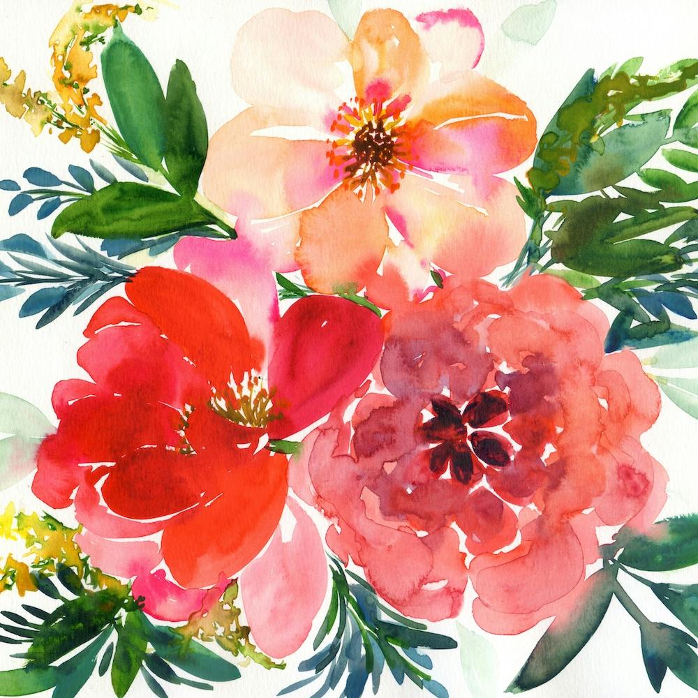 3 Watercolor Flowers