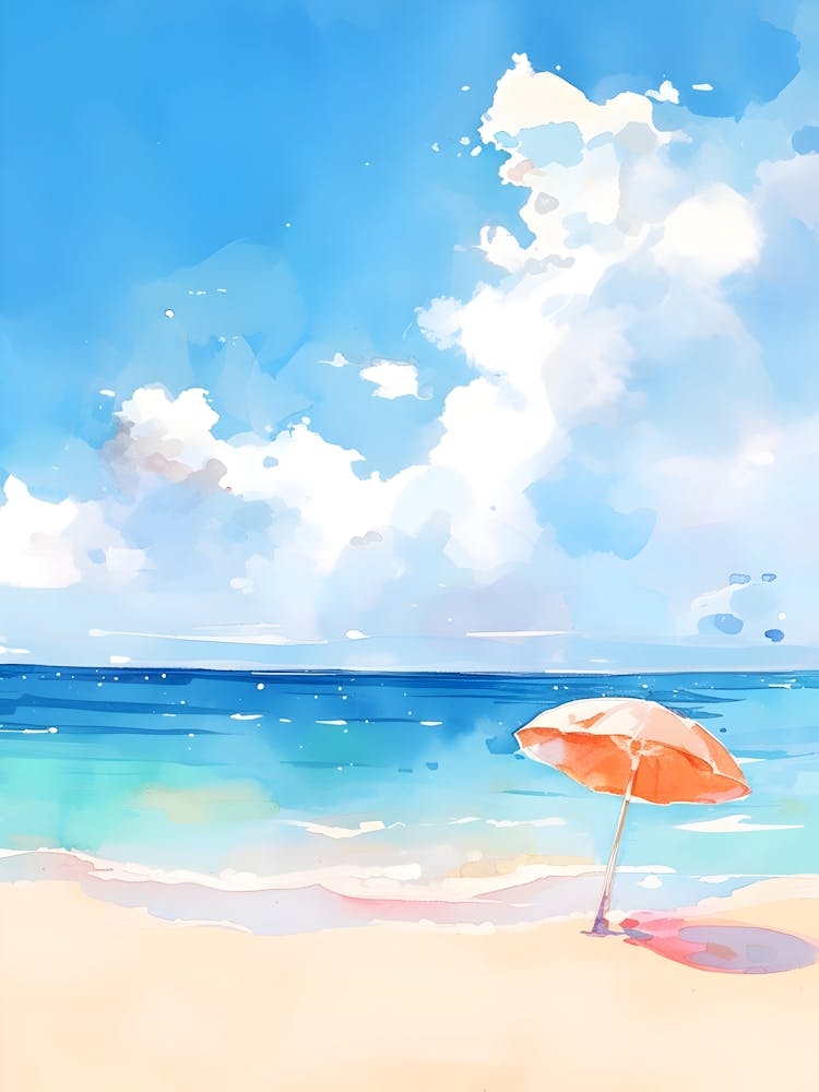 Watercolor Of A Beach 6