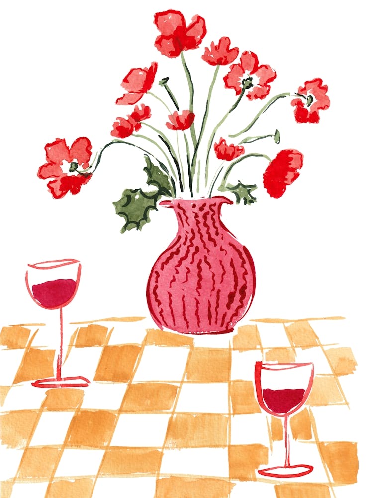 Blumen und Wein