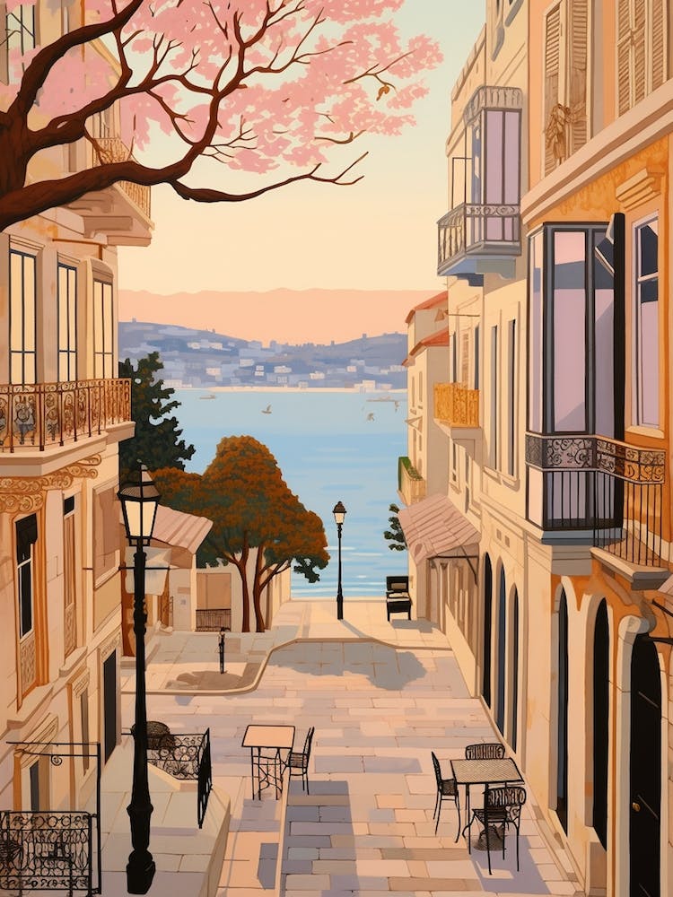 Split Croatie 2 Illustration de voyage rose vintage