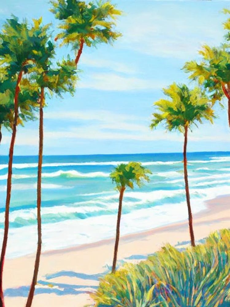 Ocean Grove Beach, New Jersey Contemporary Illustration
