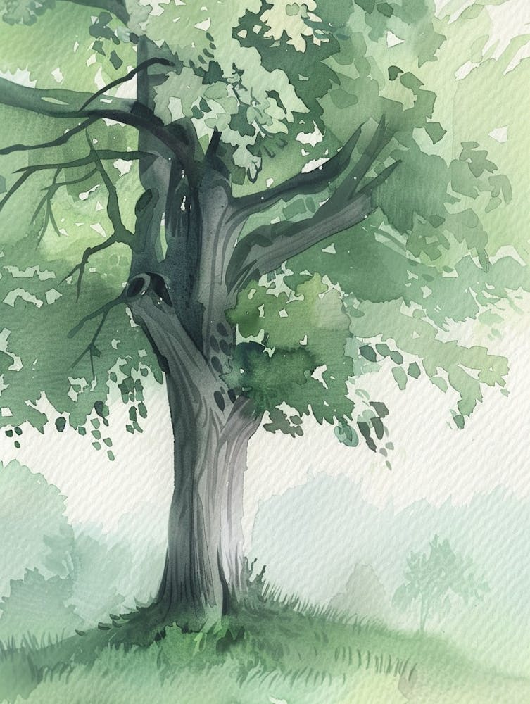 Beech Tree Atmospheric Watercolour Painting 3