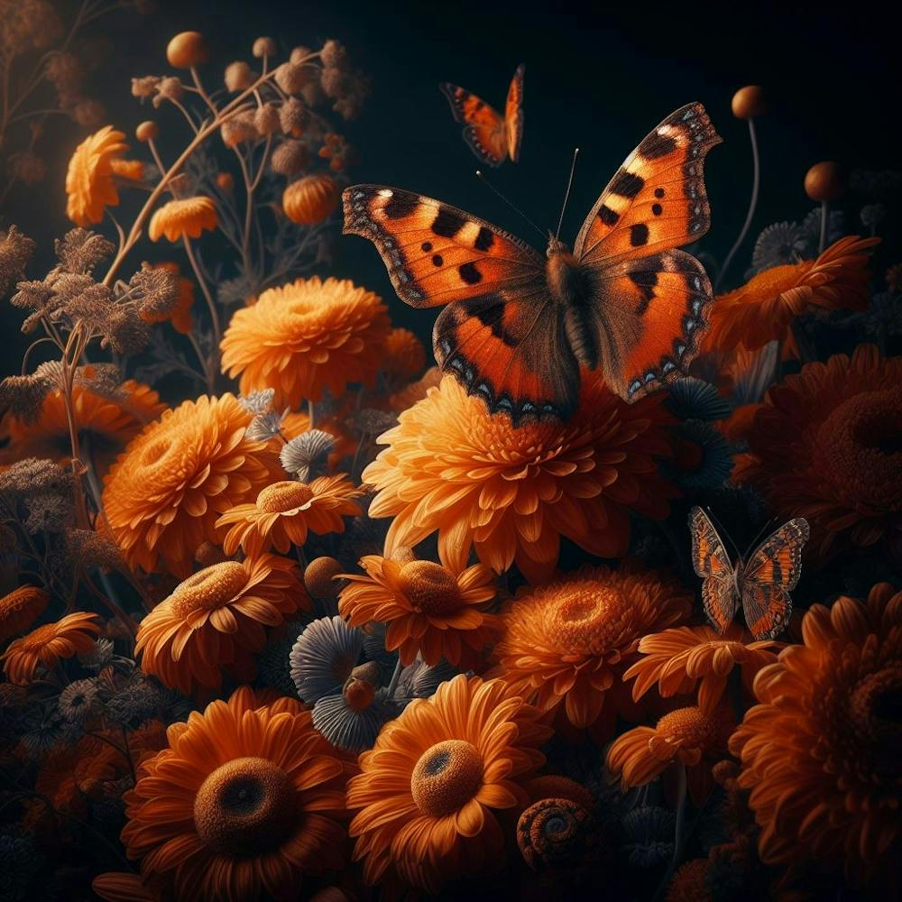 Schmetterling und Blumen
