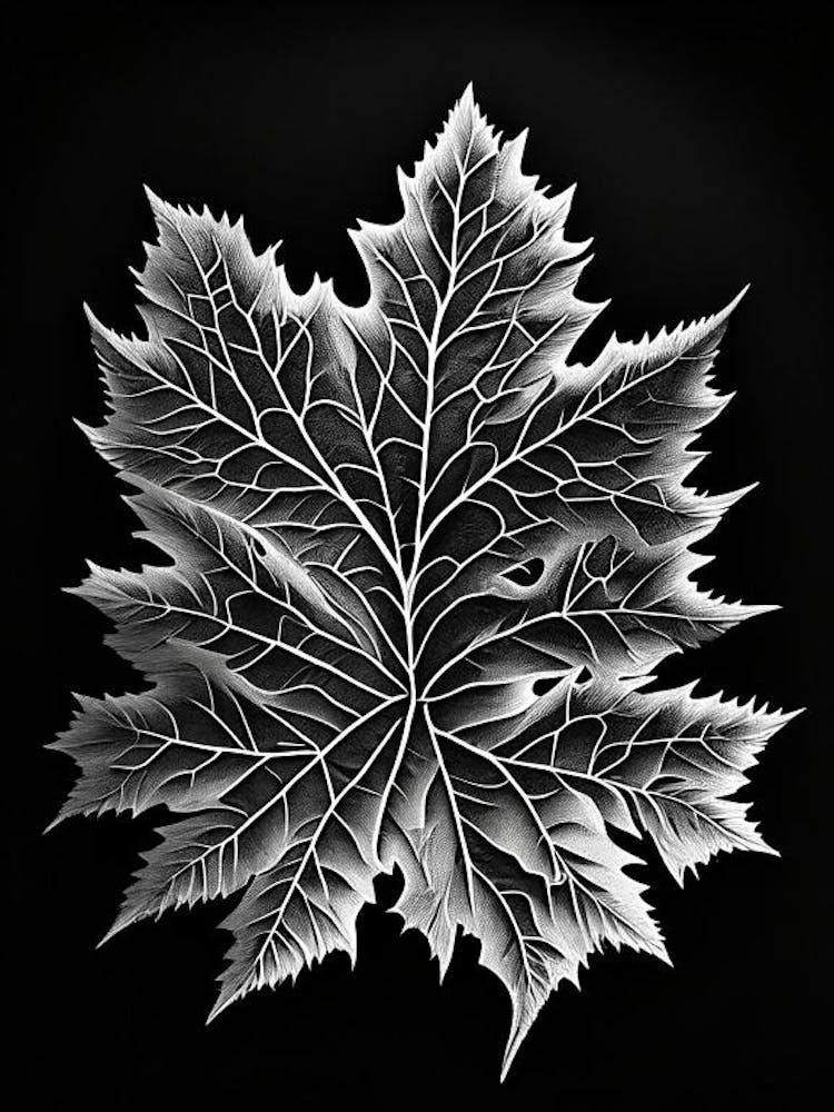 Sugar Maple Leaf Linocut 3