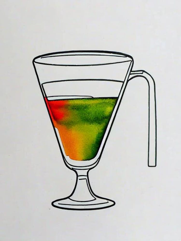 Mexikanisches Martini Cocktail-Poster Minimale Linienzeichnung Mit Aquarell Cocktail-Poster