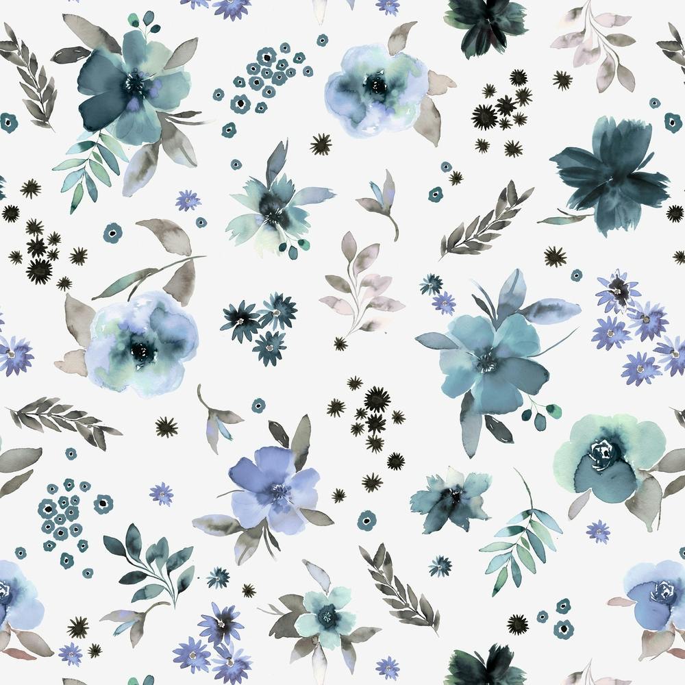 Countryside Watercolor Floral Blue Square