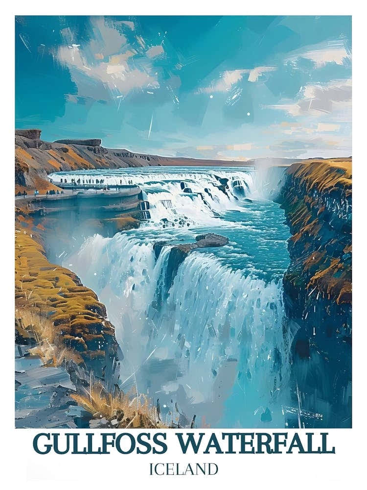 Gullfoss Waterfall Iceland Art Gullfoss Poster Gullfoss Waterfall Art Iceland Waterfall Art Gullfoss Print Gullfoss Wall Art