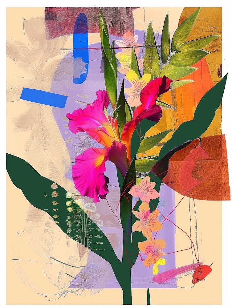 Gladiolus 1 Neon Flower Collage