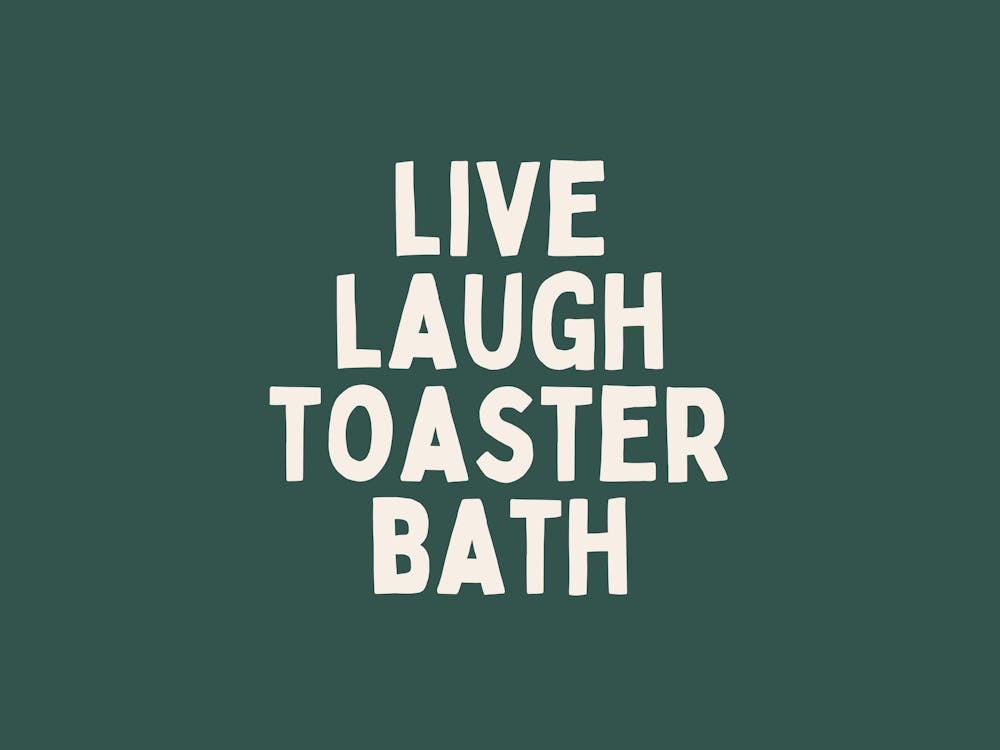 Life Laugh Toaster Bath | Cream and Forest Green