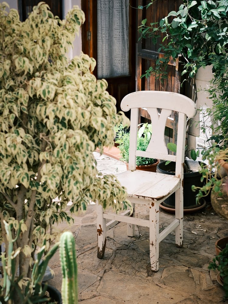 White Chair in garden // Ibiza Travel Photography