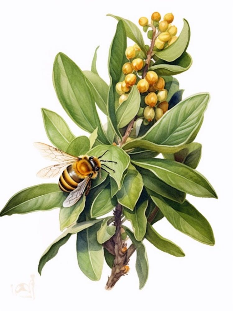 Beehive With Laurel Watercolour Illustration 3