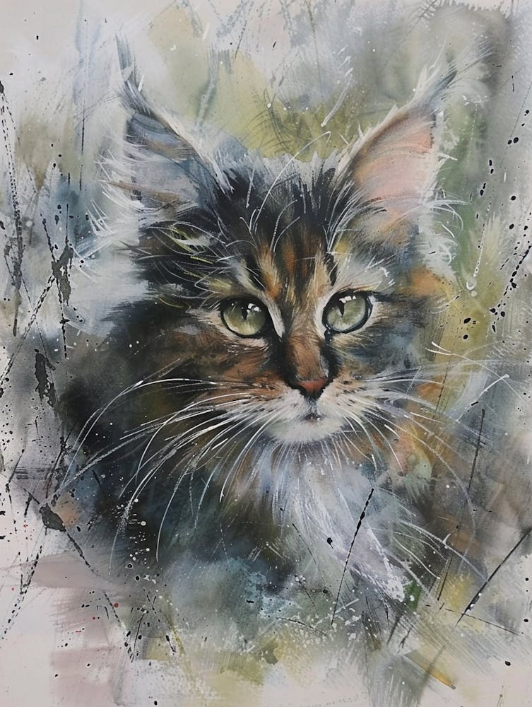Cat Pastel Watercolour 2