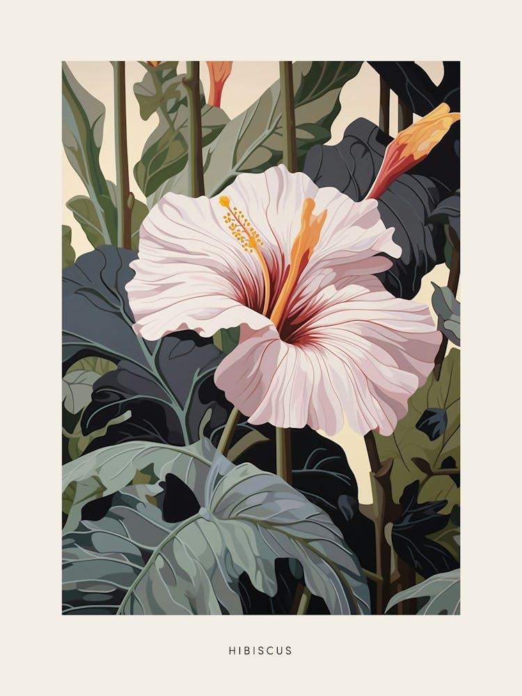 Flower Illustration Hibiscus 2 Poster