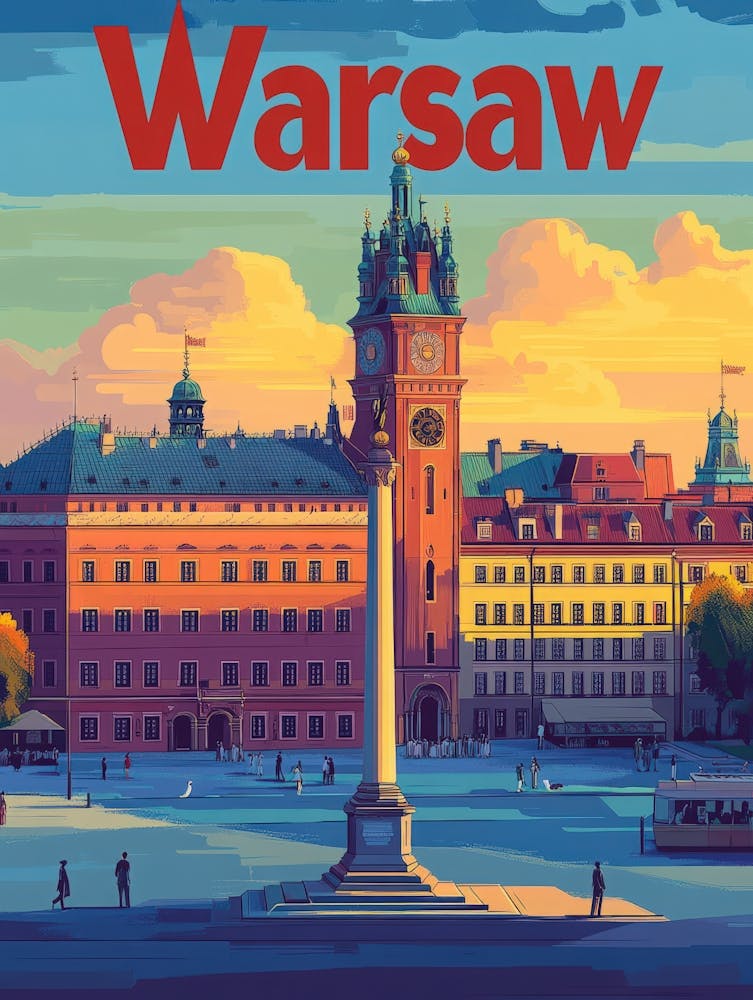 Aihrgdesign A Retro Travel Poster For Warsaw 4