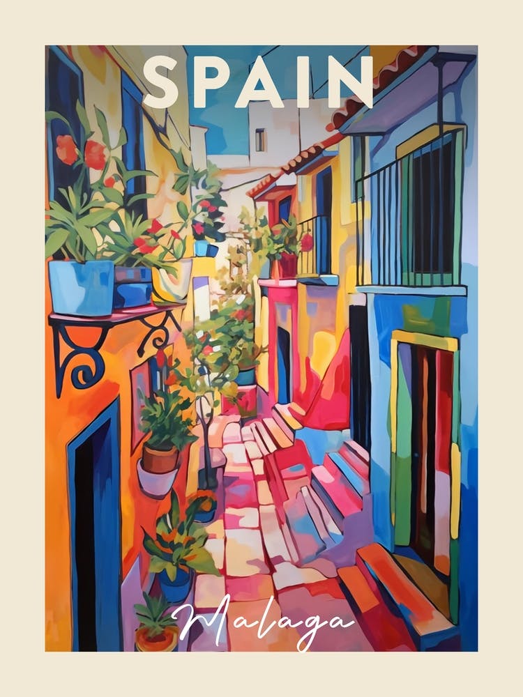 Malaga Spain 4 Fauvist Painting  Travel Poster