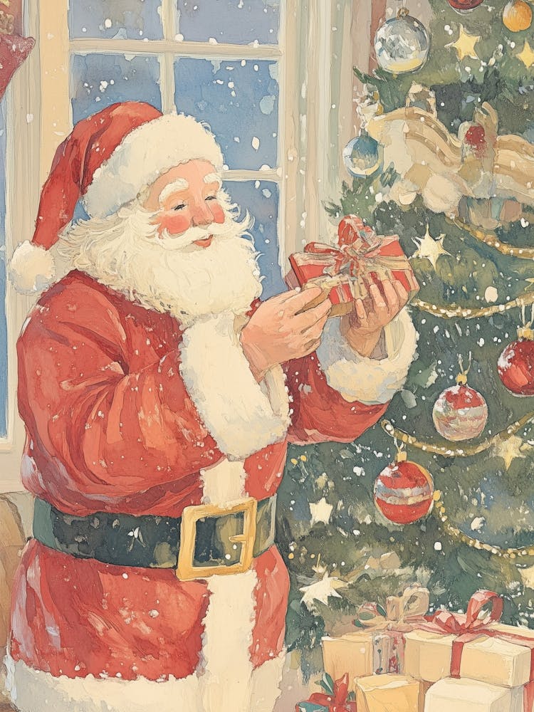 Santa Claus With Gift Boxes
