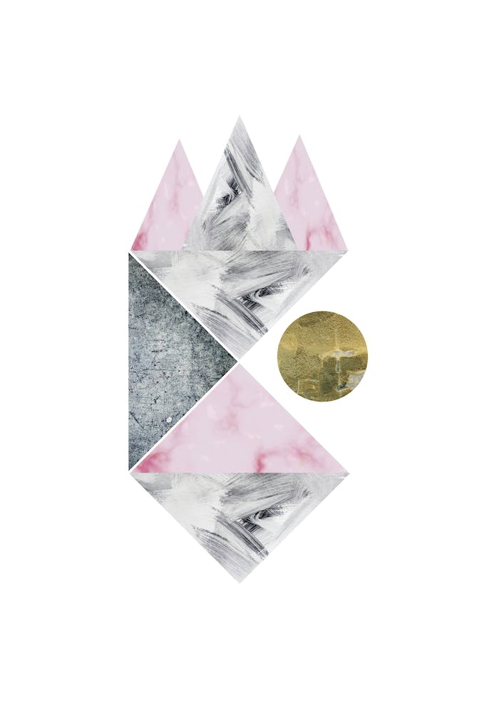 Pink, Gold and Grey Marble Abstract